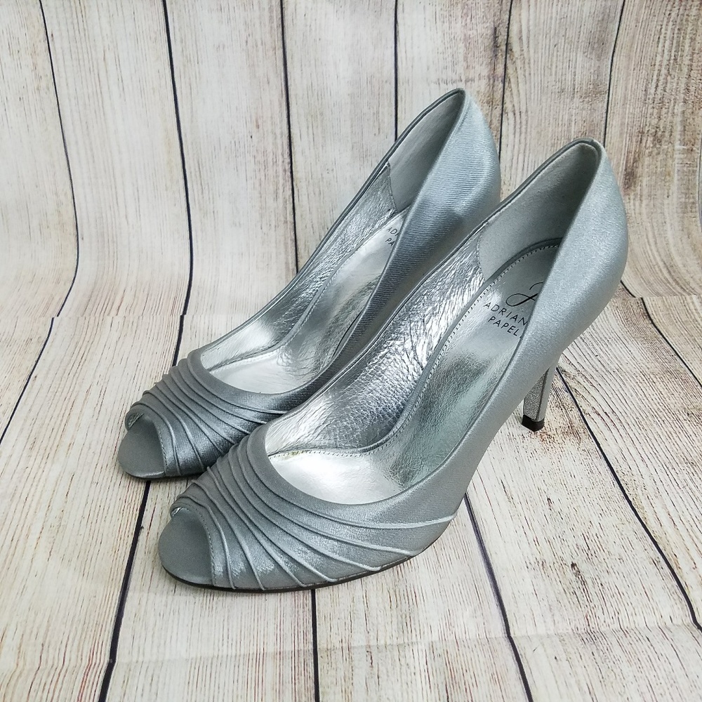 Adrianna Papell Satin Open Toe Dress Pumps
